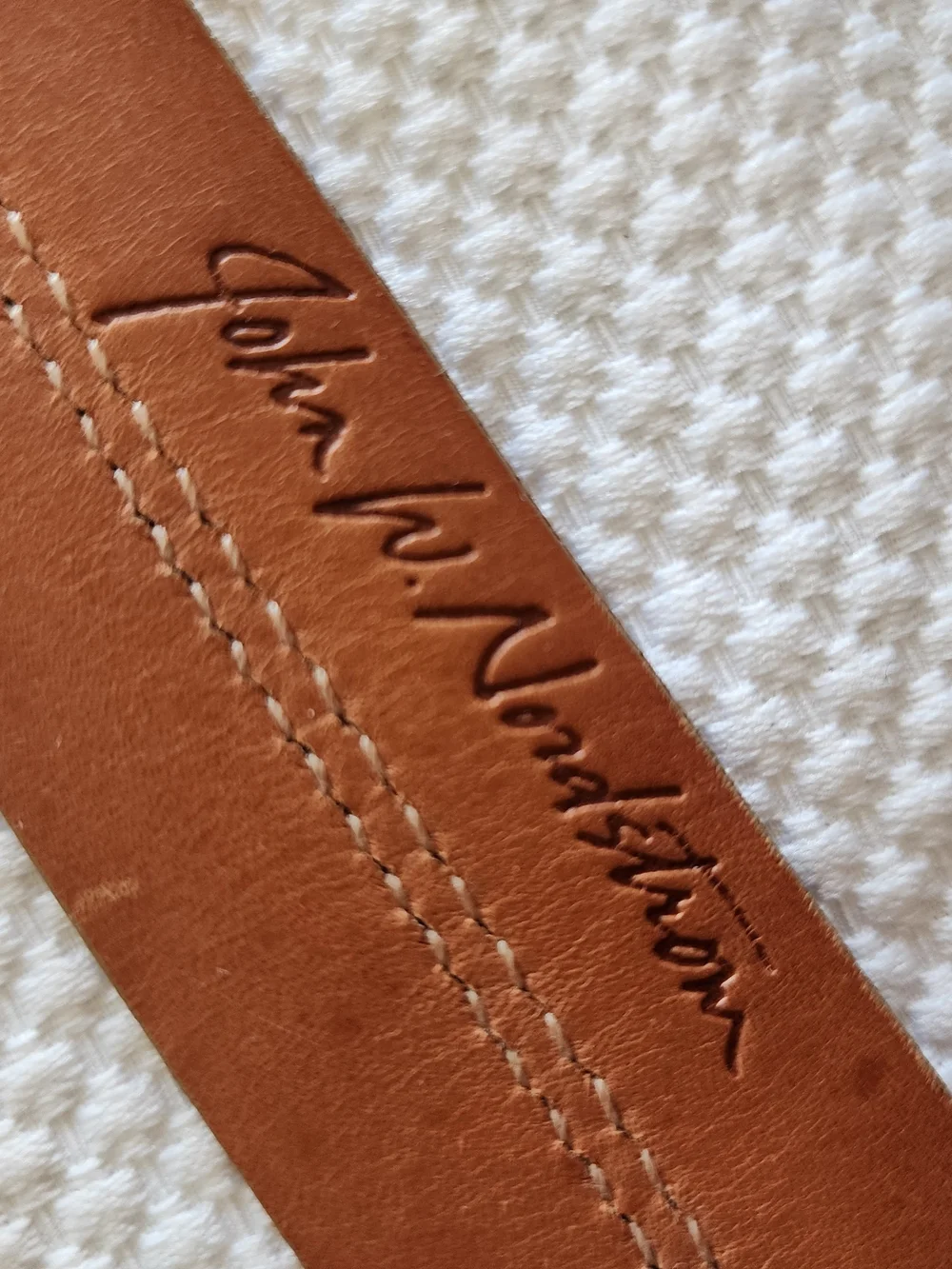 John W. Nordstrom Tan/Brown Leather Belt with Silver Buckle